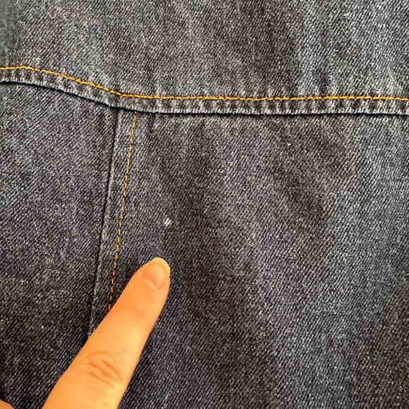 Vintage 90s Maria Denim Maxi Skirt Leather Stitching Grunge Fairy Dark Wash Blue - Picture 7 of 8